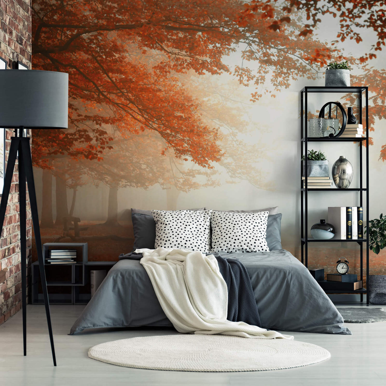 Fototapete DESIGNWALLS 2.0 - orange-rot - Wald - 2,6 Meter
