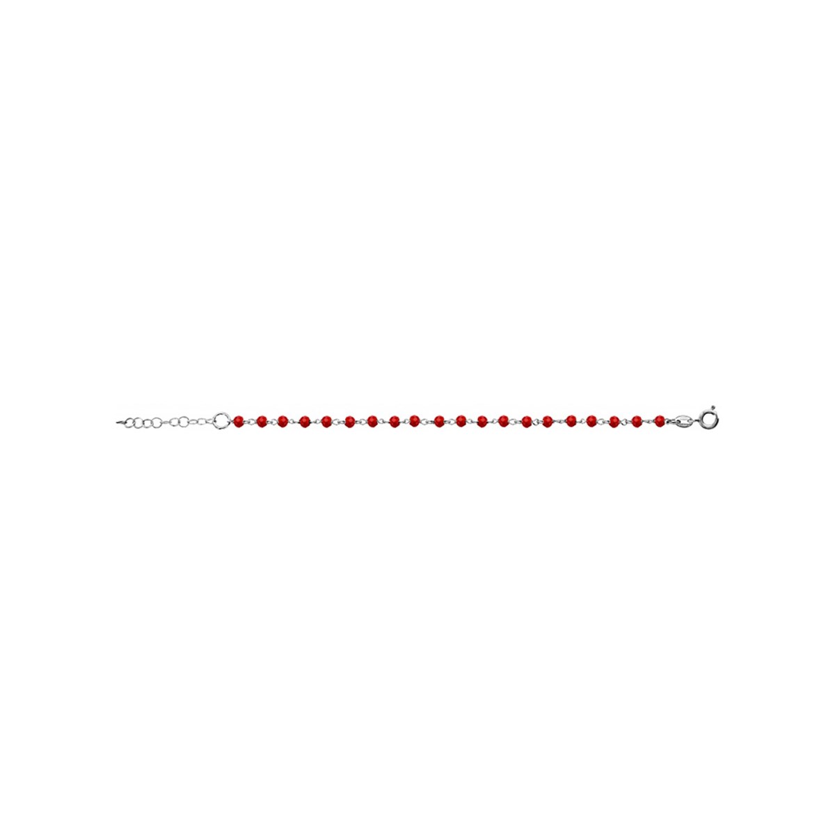 Bracelet Argent - Boules facettes rouges