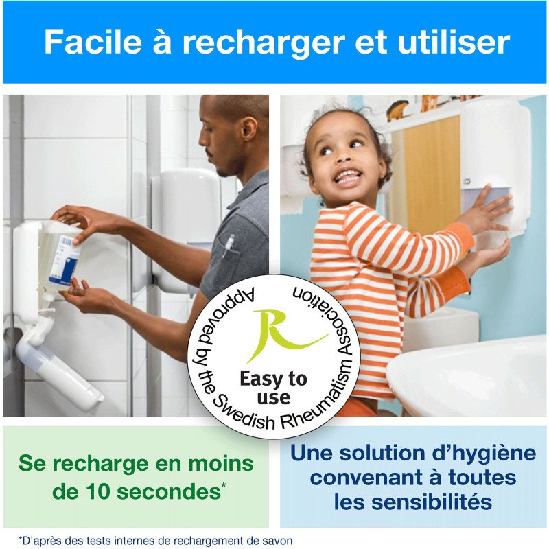 Savon liquide Tork Parfum frais, pour distributeur S4 - Cartouche de 1 L