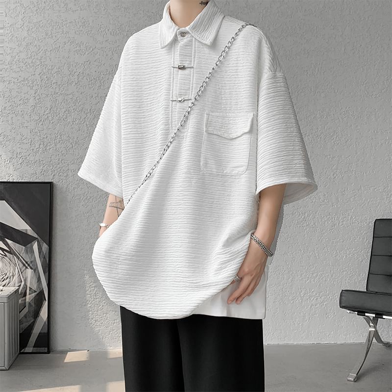Freehop - Effen oversized T-shirt met elleboogmouwkraag