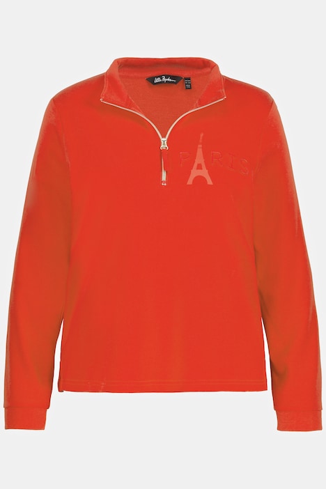 Sweatshirt, Eiffelturm, Stehkragen, Zipper, Langarm