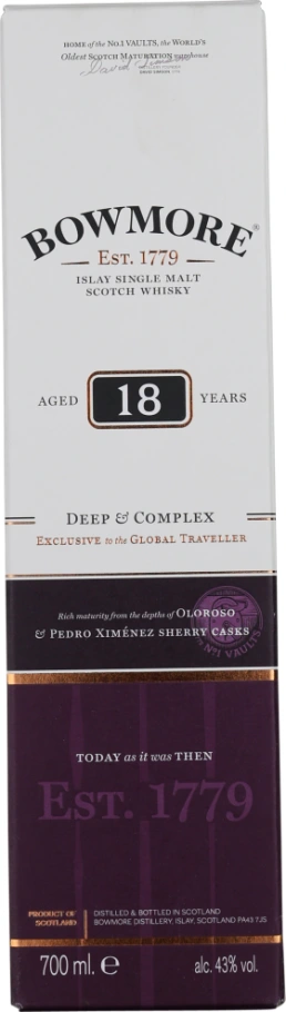 BOWMORE 18 YEARS SINGLE MALT DEEP & COMPLEX 70CL