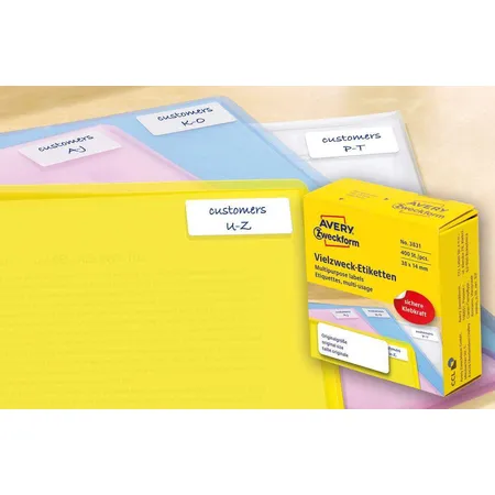 Avery Zweckform 3831 Vielzweck Etiketten 38 x 14 mm, 1 Rolle/400 Etiketten, weiß