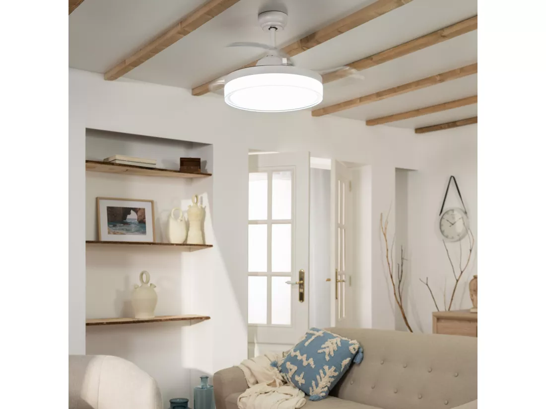 Ventilateur de Plafond Silencieux Caicos Blanc 106cm Moteur DC Blanc