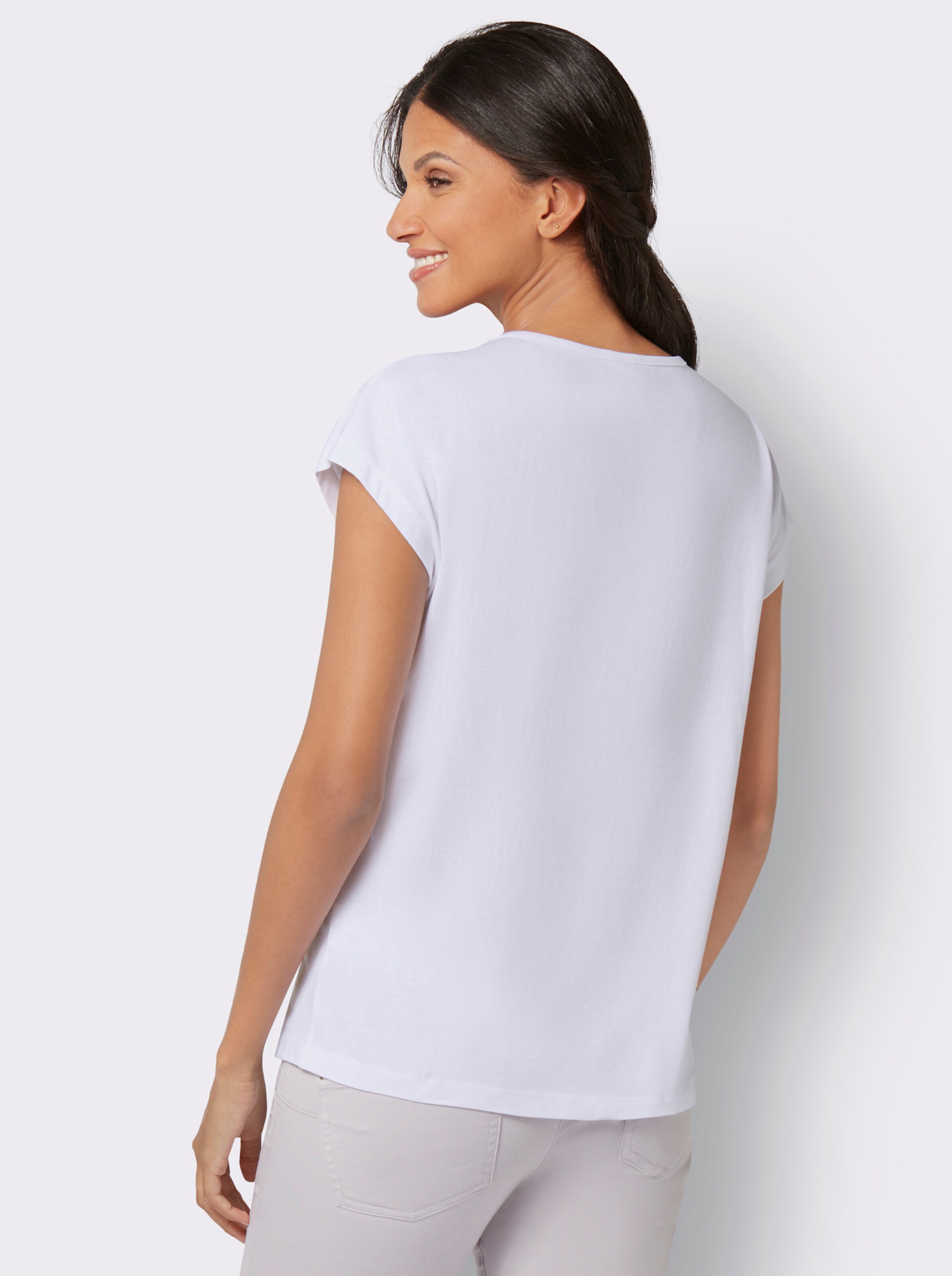 T-Shirt mit gold- und silberfarbenem Folien-Print