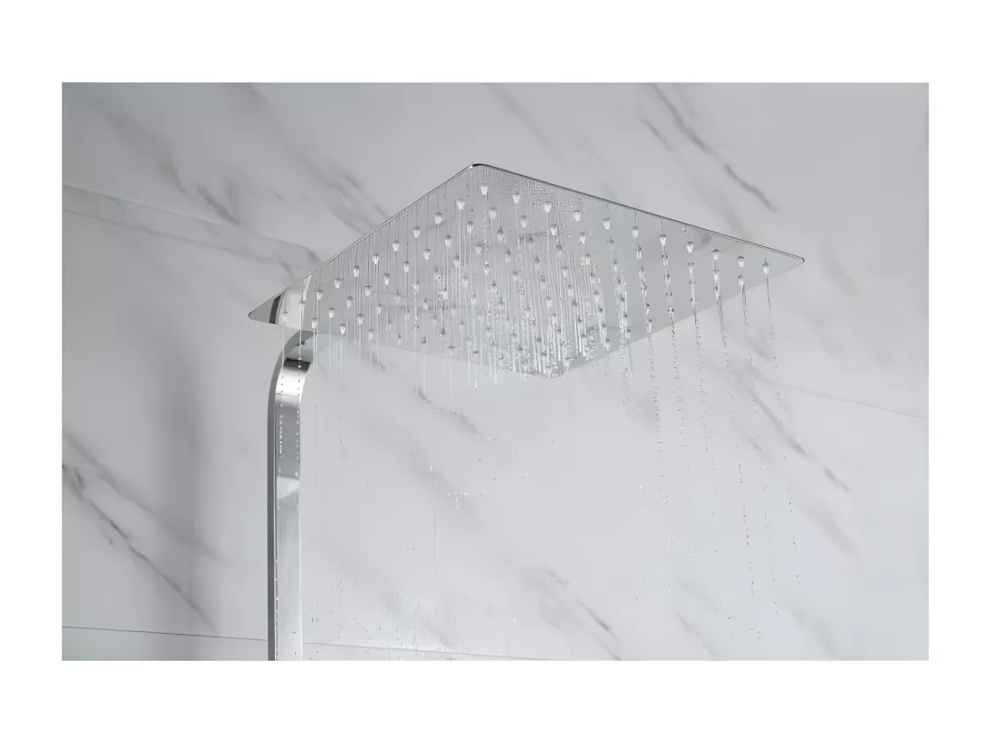 Colonne de douche - Mitigeur thermostatique - Pomme haute carrée 30x30 cm - - Chrome