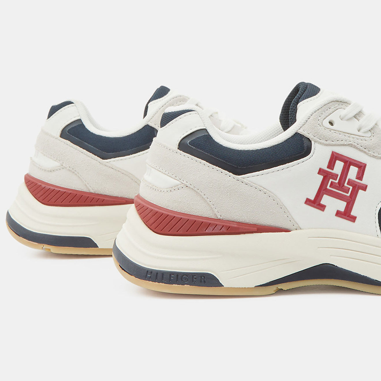 Tommy Hilfiger Baskets running en Cuir Modern Prep écru/marine/rouge