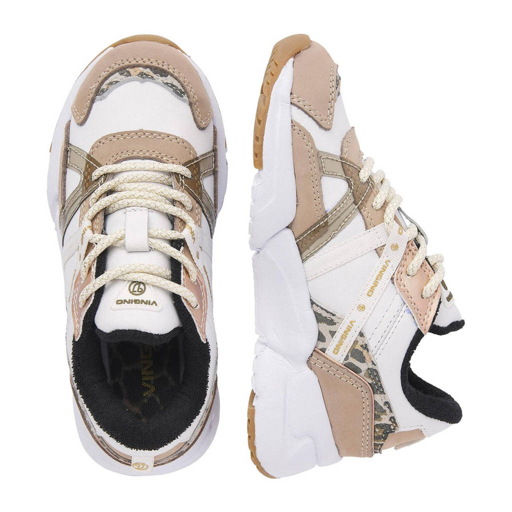 Vingino Odilialeren sneakers beige/wit