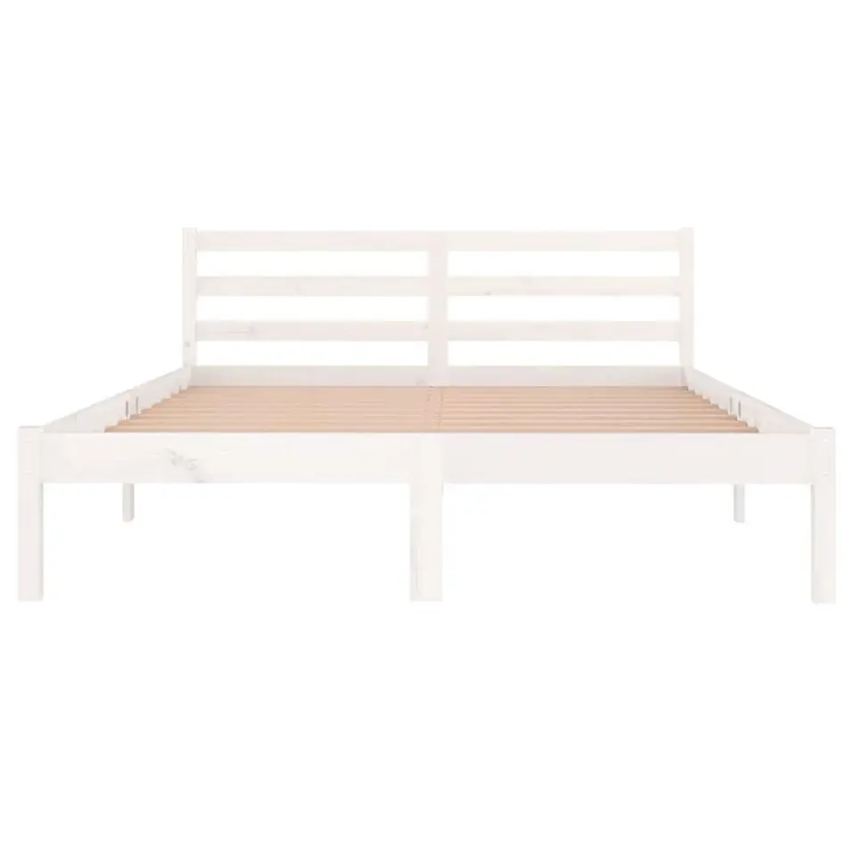 vidaXL - Bed frame met hoofdeinde - Wit - Massief grenenhout - 140x200 cm