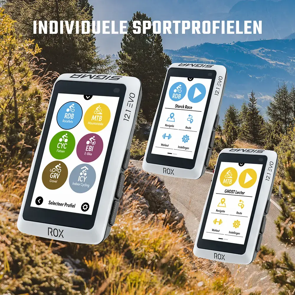 Sigma Sport ROX 12.1 EVO GPS Fietscomputer Bundel Wit