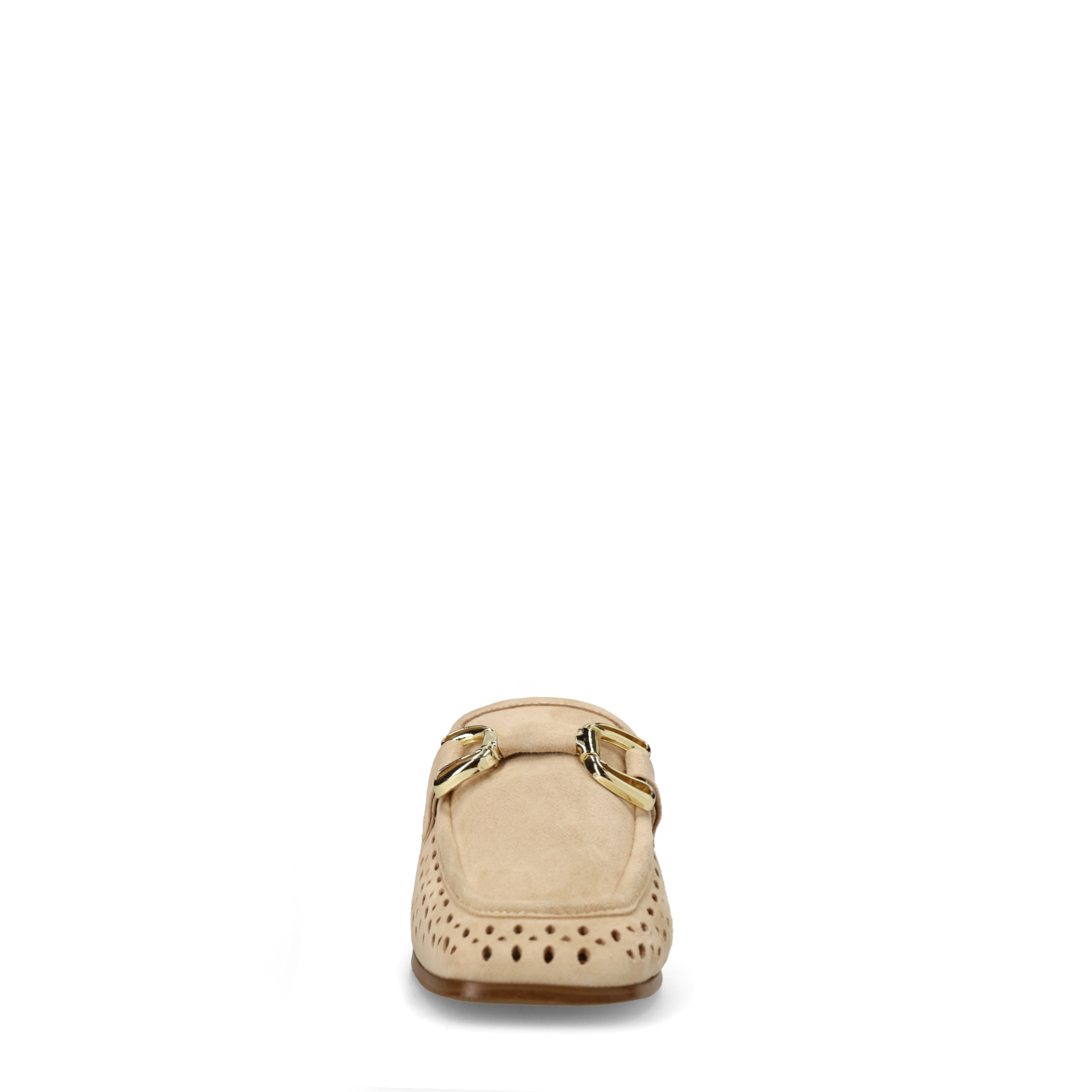 Beige leren loafers met gouden chain