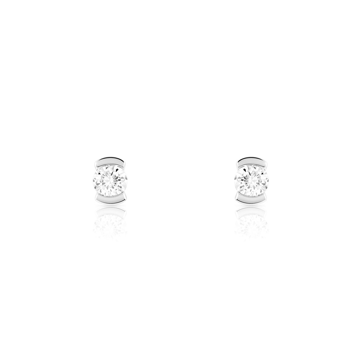 Boucles d'oreilles or blanc 750 diamant synthétique 0.30 carat