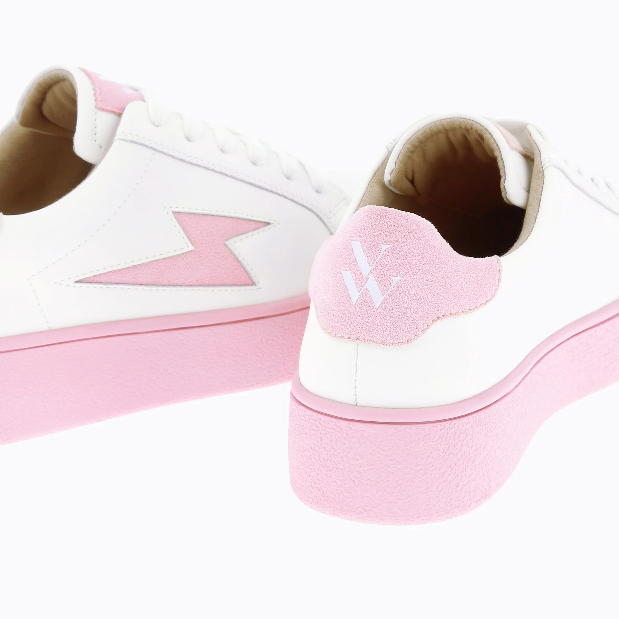 Sneakers-Baskets éclair Melany blanches à semelle rose