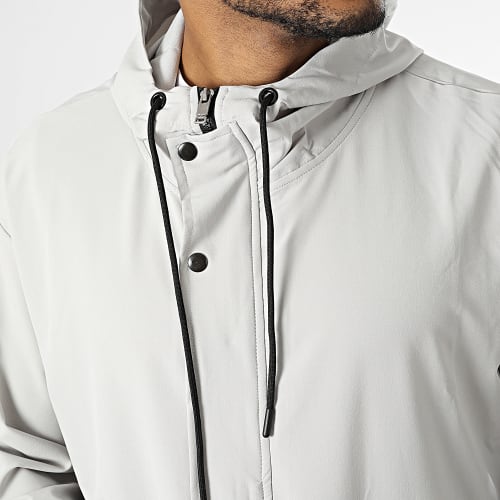 Veste Zippée Capuche Longue Gris