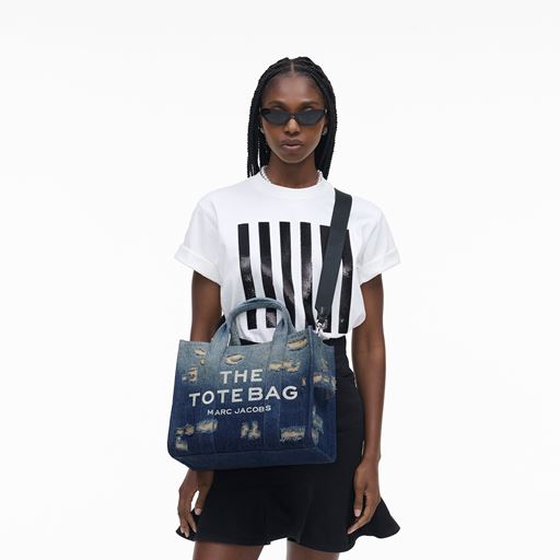 Marc Jacobs The Rip And Repair Denim Medium Tote Bag, Punk Indigo