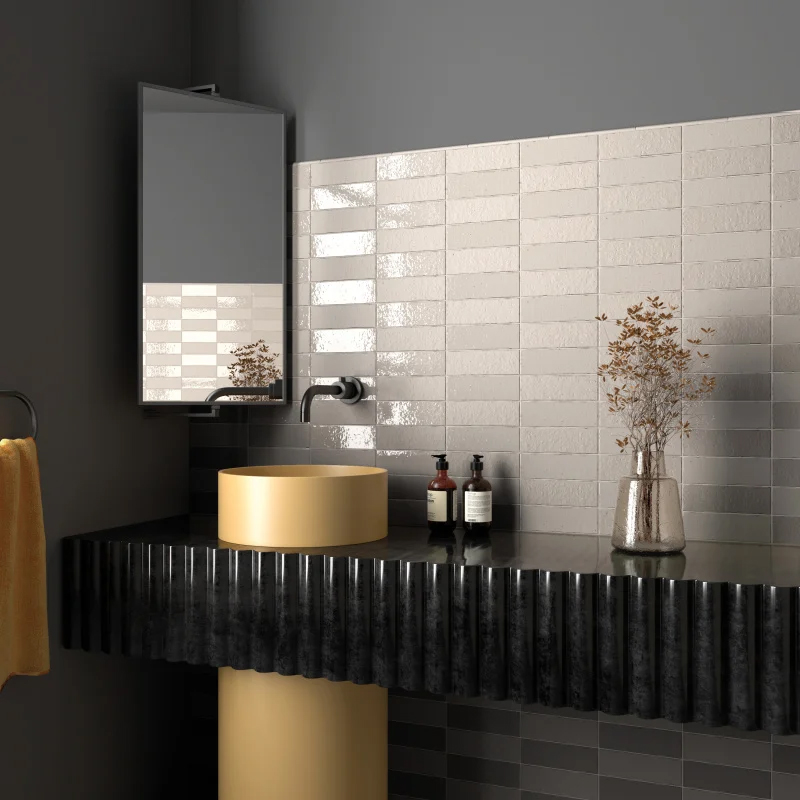 Jabo Kalma wandtegel 19x6cm beige glans