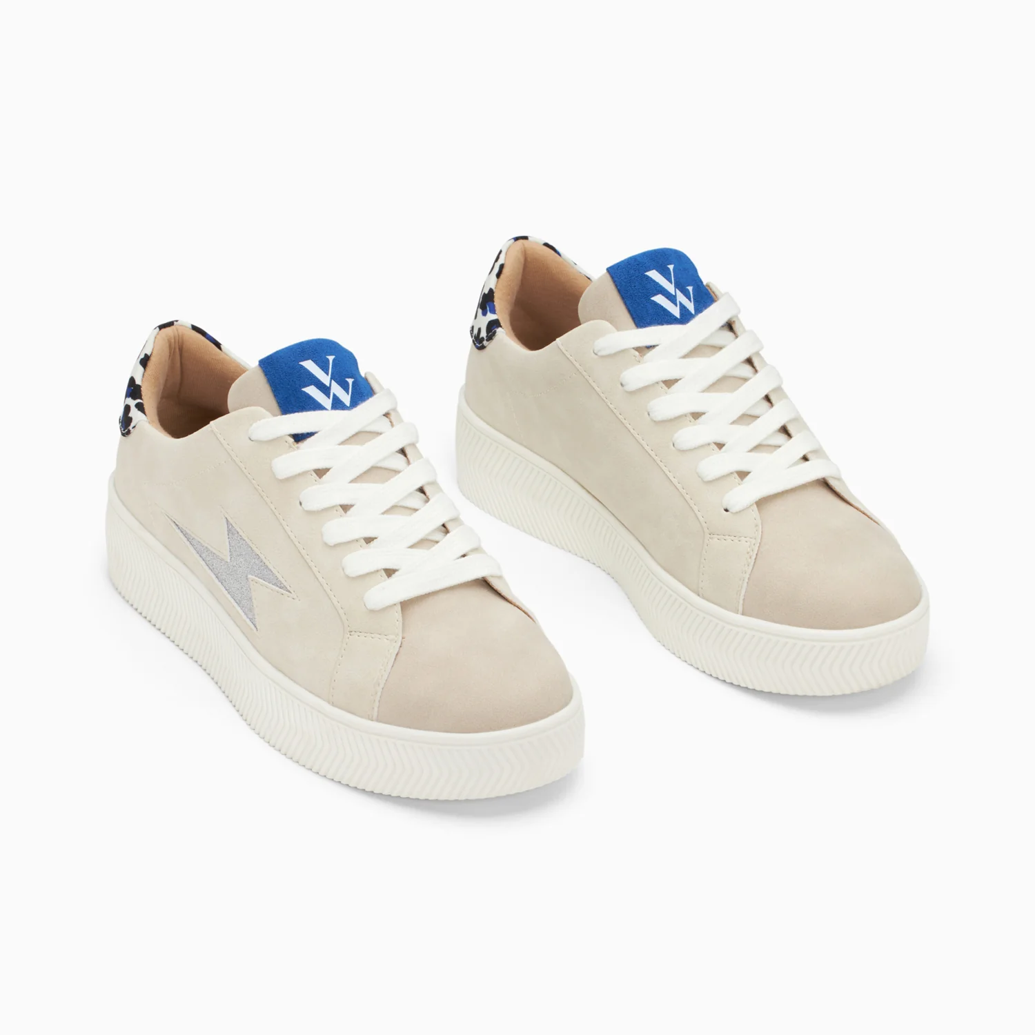 Sneakers-Baskets éclair Berthe beiges à lacets