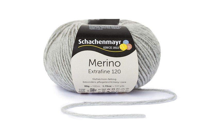 Handstrickgarn MERINO EXTRAFINE 120 - hellgrau-meliert - 50g
