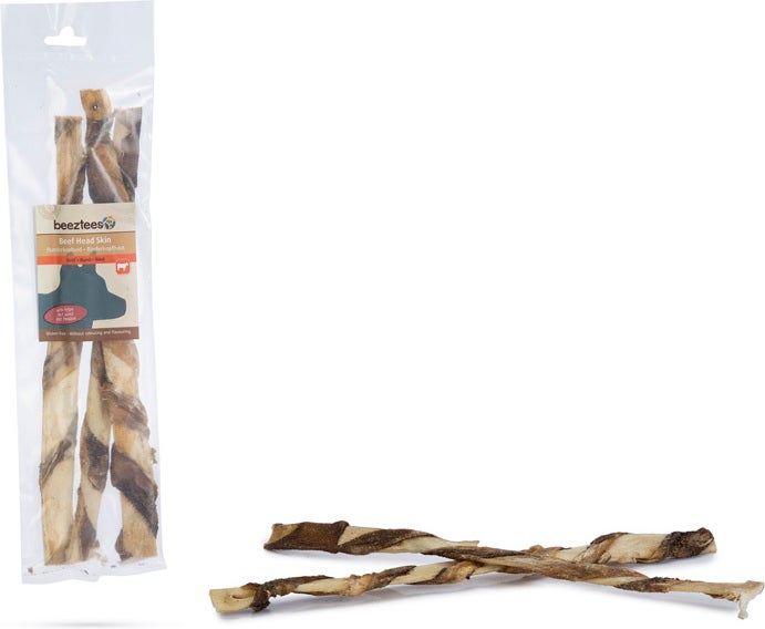 Beeztees kauwsticks runderkophuid met pens 30 cm 3 stuks