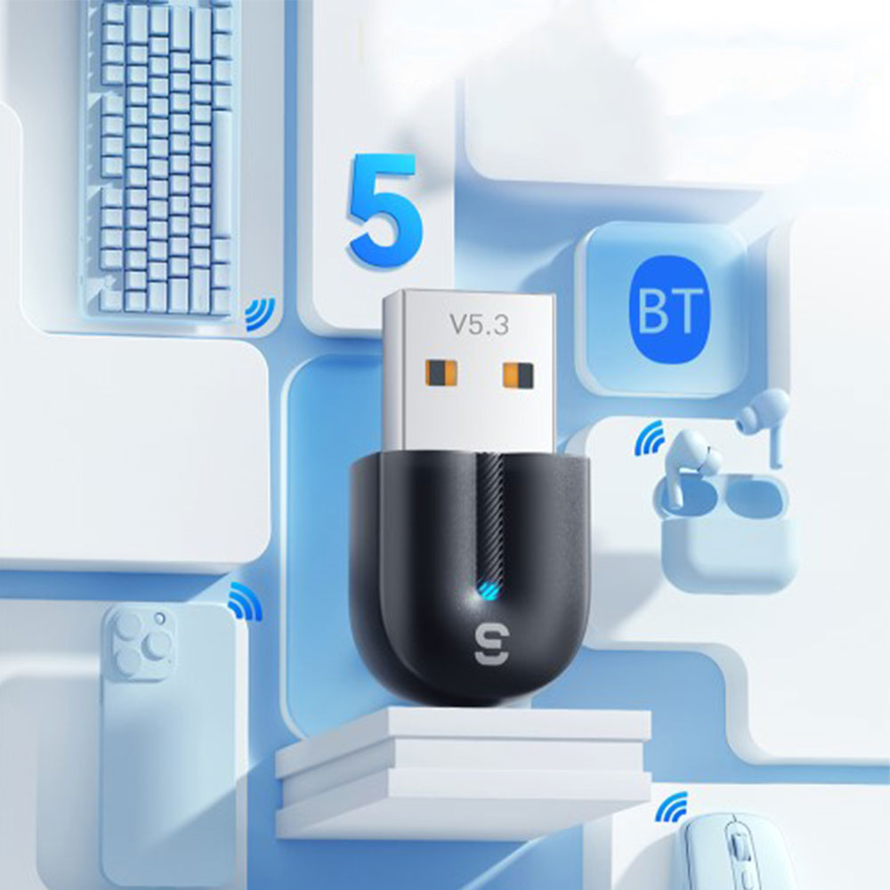 USB Bluetooth 5.3 Dongle Receiver Transmitter Wireless Konverter Adapter - Schwarz