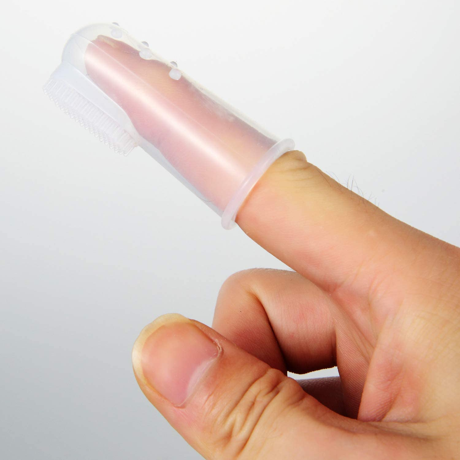 (5er Set) Silikon Hunde Finger Zahnbürste Zahnpflege - Transparent