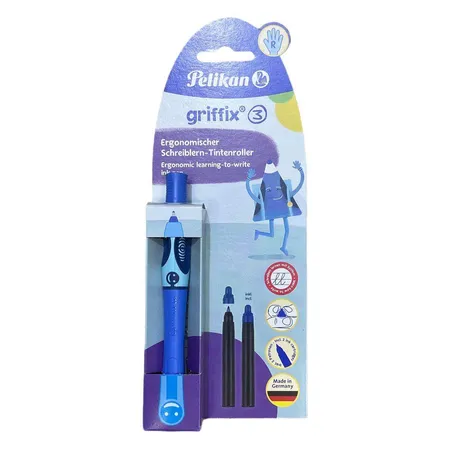 Pelikan griffix® 3 Tintenschreiber T2BSR Bluesea (blau), Rechtshänder, Blisterkarte