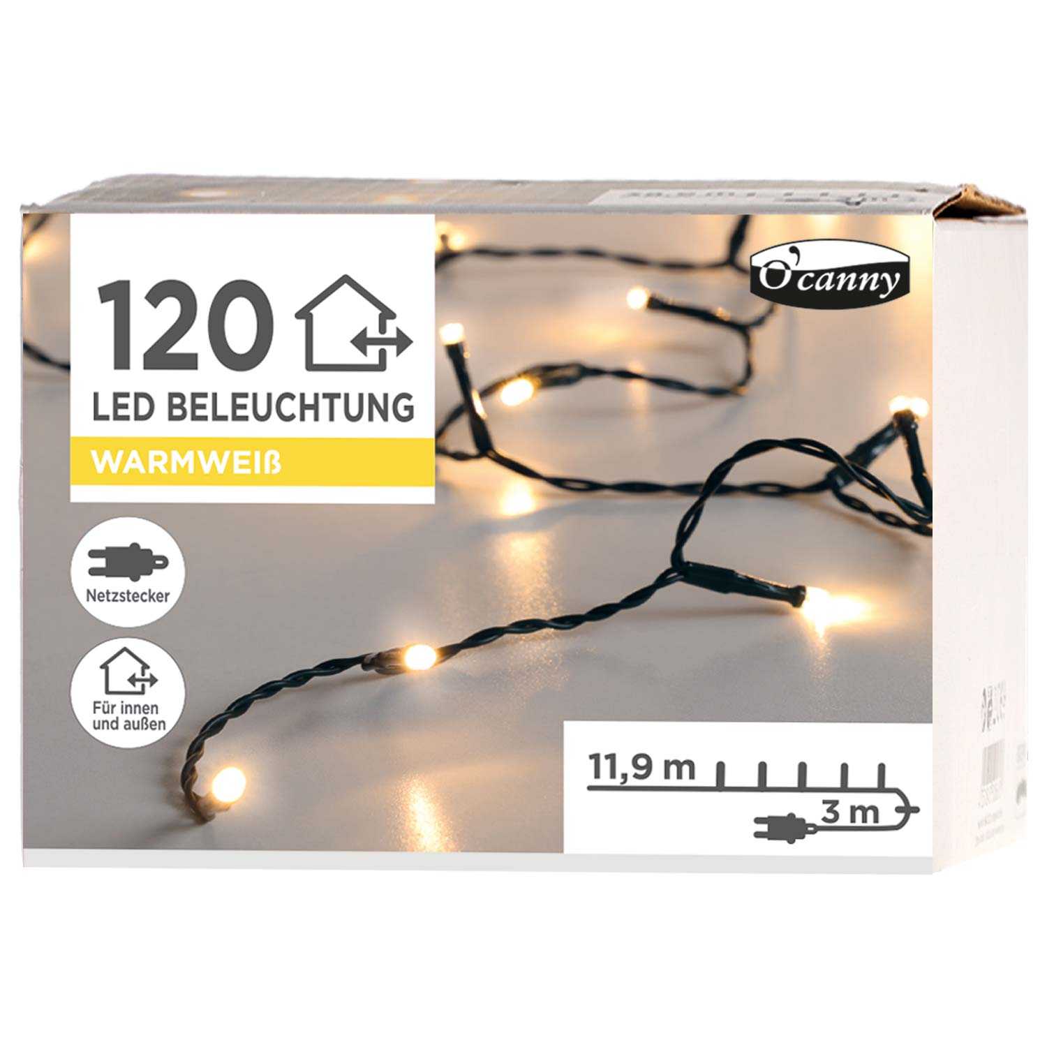 O'canny Outdoor LED-Lichterkette warmweiß 11,9 m 120er
