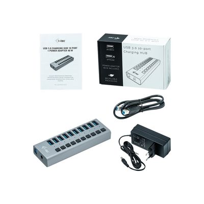 i-Tec USB 3.0 Charging HUB - Hub - 10 x SuperSpeed USB 3.0 - de bureau