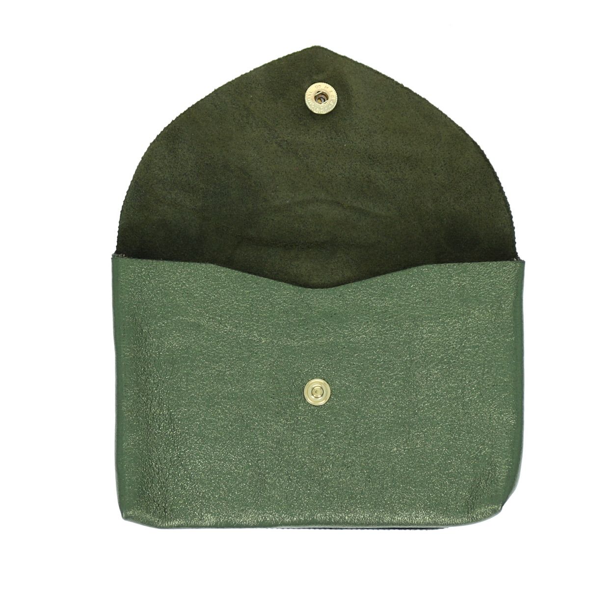 Grand porte-monnaie enveloppe cuir vert olive Maison Suzanne