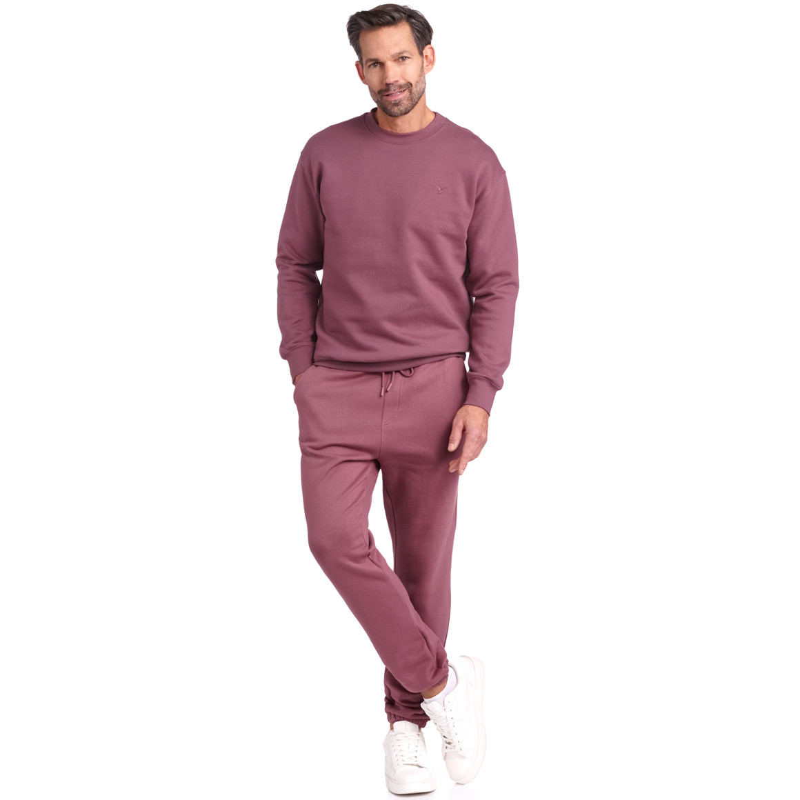 Jonas Nielsen Herren Sweatshirt mit Rundhalsausschnitt dunkelrosa
