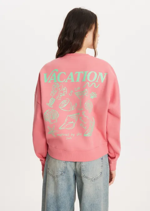 Sweater met print holiday roze (ROS.M)