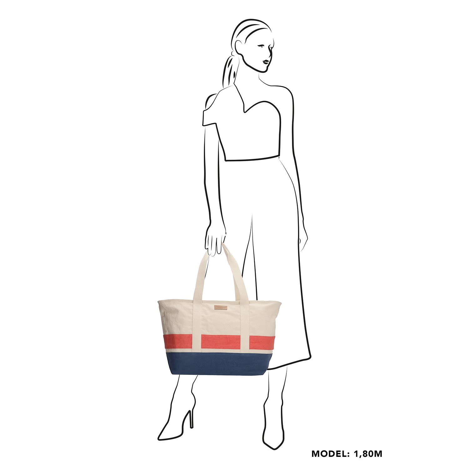 PE Florence Strandtas navy creme koraal