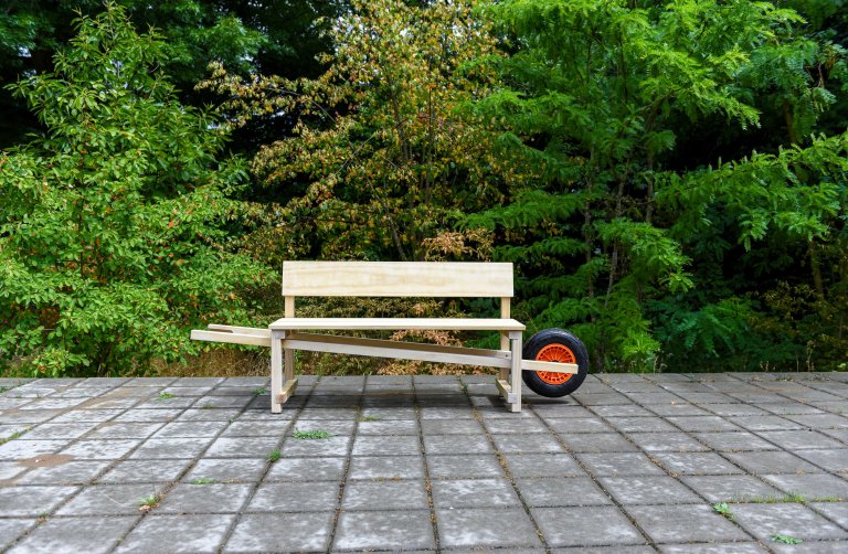 Weltevree Wheelbench tuinbank kruiwagenbank eiken