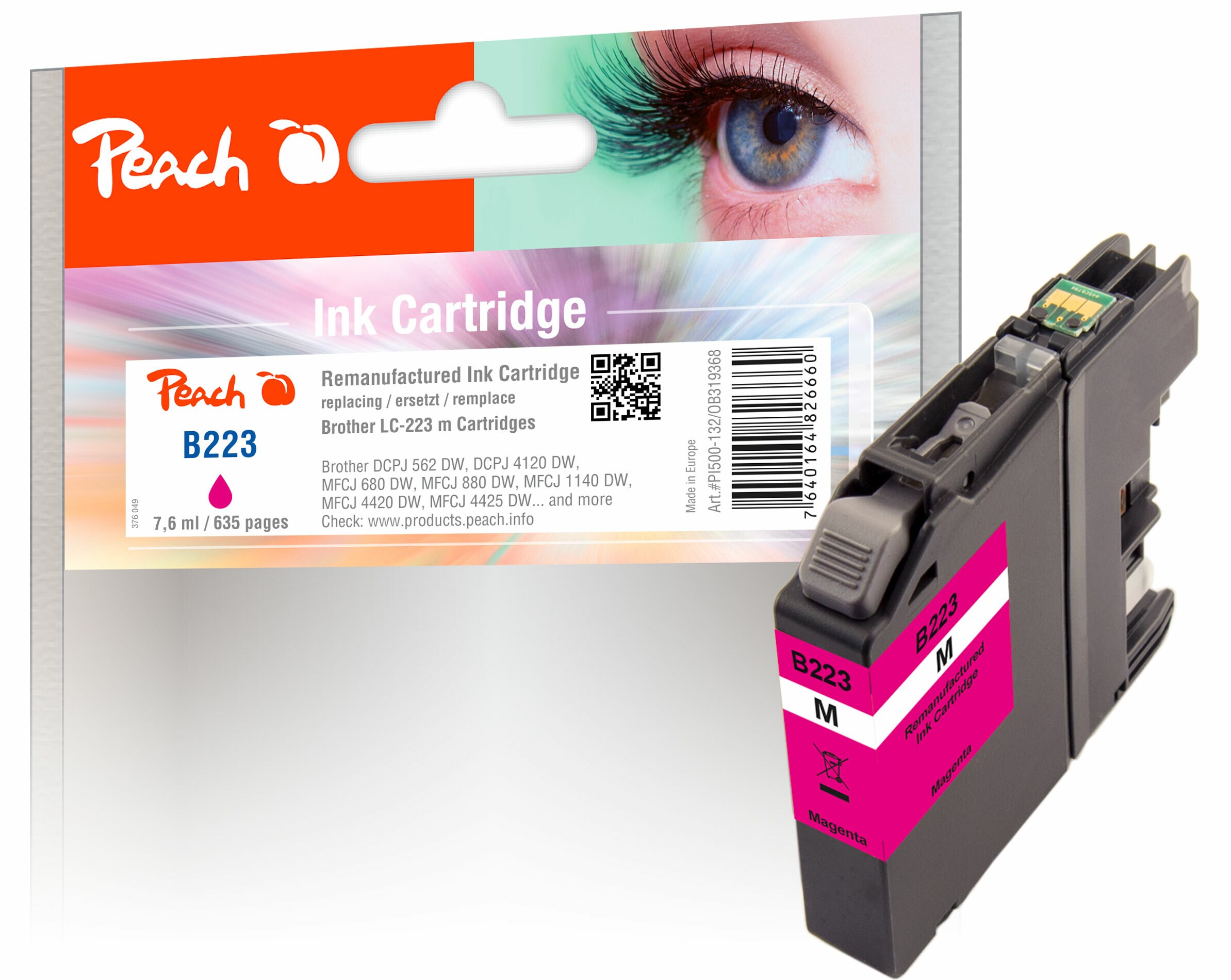 Peach B223 M Druckerpatrone XL ma ersetzt Brother LC-223M für z.B. Brother DCPJ 562 DW, Brother DCPJ 4120 DW, Brother MFCJ 4420 DW, Brother MFCJ 5600 (wiederaufbereitet)