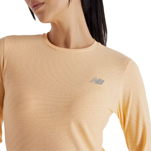T-shirt trail NEW BALANCE JACQUARD LONG SLEEVE W PEACH BLOSSOM