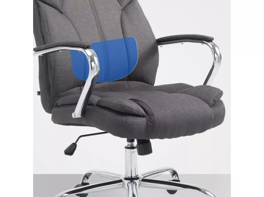Chaise de bureau - Tissu & Métal chromé - Gris foncé - XXL Xanthos