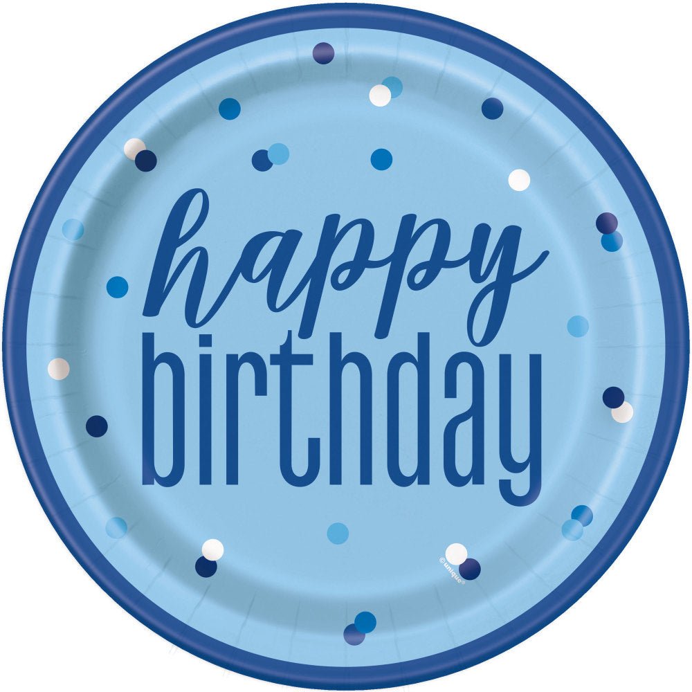 Verjaardag Borden Happy Birthday Blauw 23cm 8st