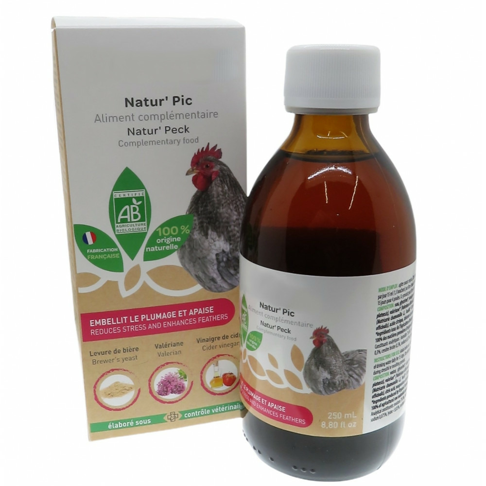 Natur' pic, embellit le plumage pour poules 250 ml.