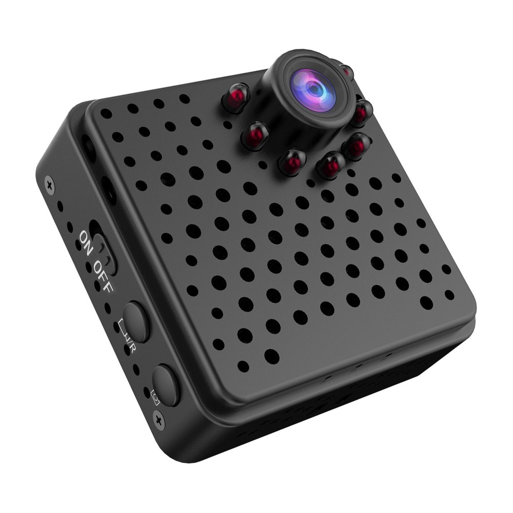 Mini WiFi IP Kamera Full HD 1080p Infrarot LED's Nachtsichtfunktion Akku (300mAh) und Micro SD Kartenslot   Halterung und Clip-Halter (iOS/Android)
