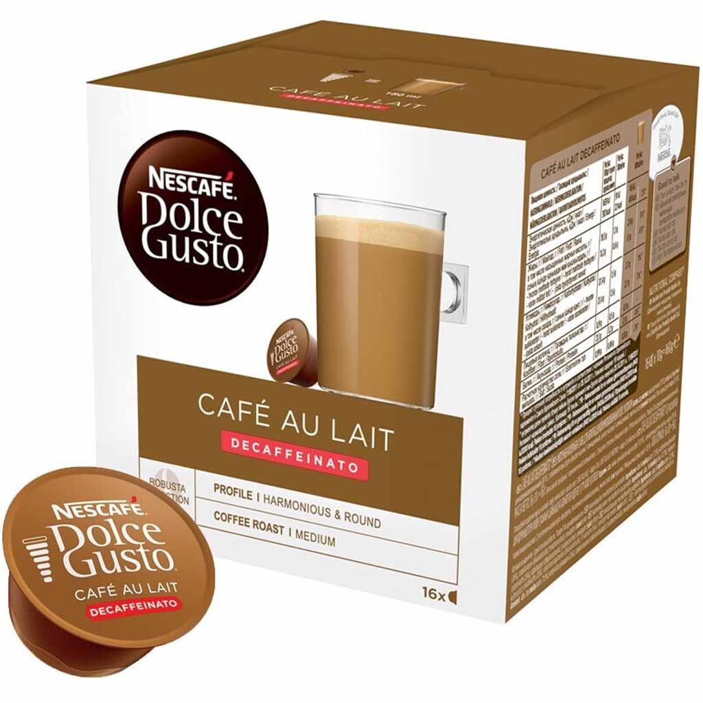 Nescafe Dolce Gusto Kapseln Cafe au Lait entkoffeiniert 16 Tassen 160g MHD:30.9.25