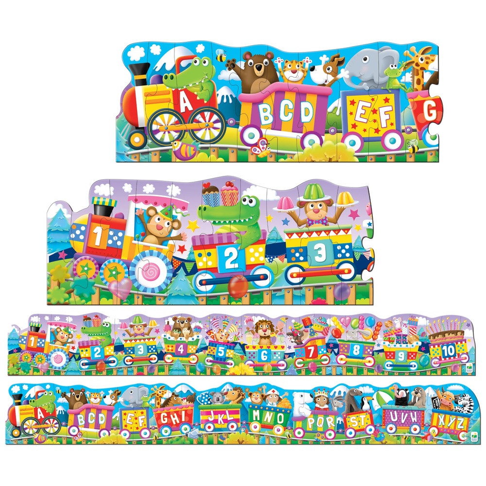 Riesiges ABC- und 123-Zug-Bodenpuzzle-Set, 2 x 30-teilige Puzzles