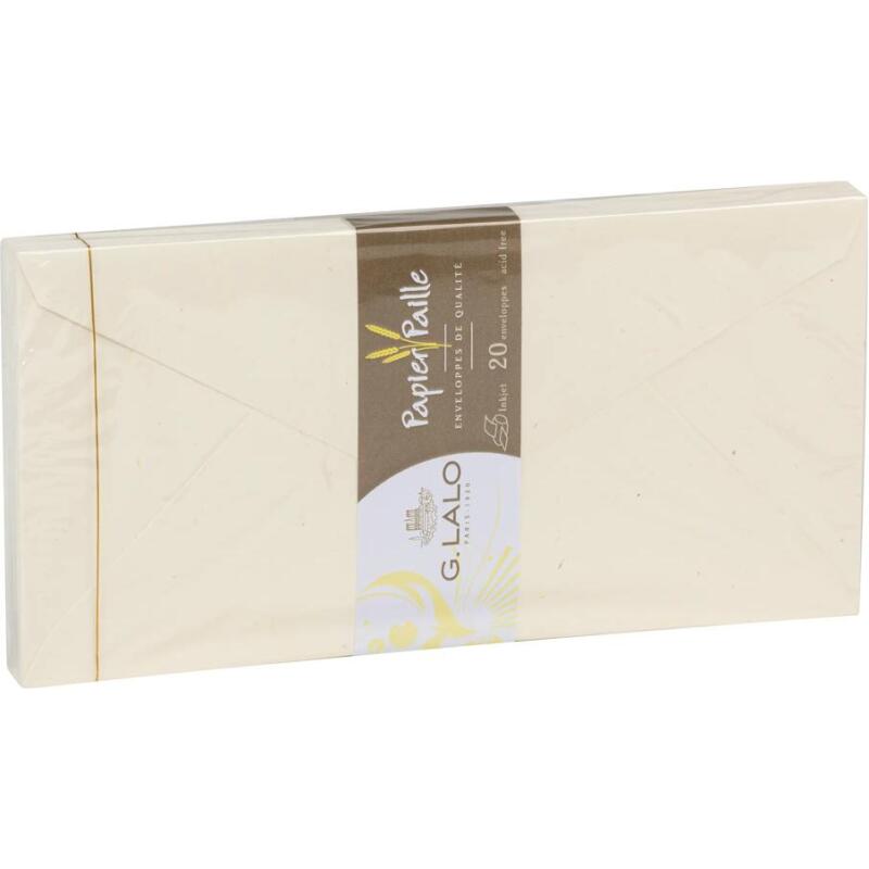 20 enveloppes DL (110x220mm) paille gommées - ivoire