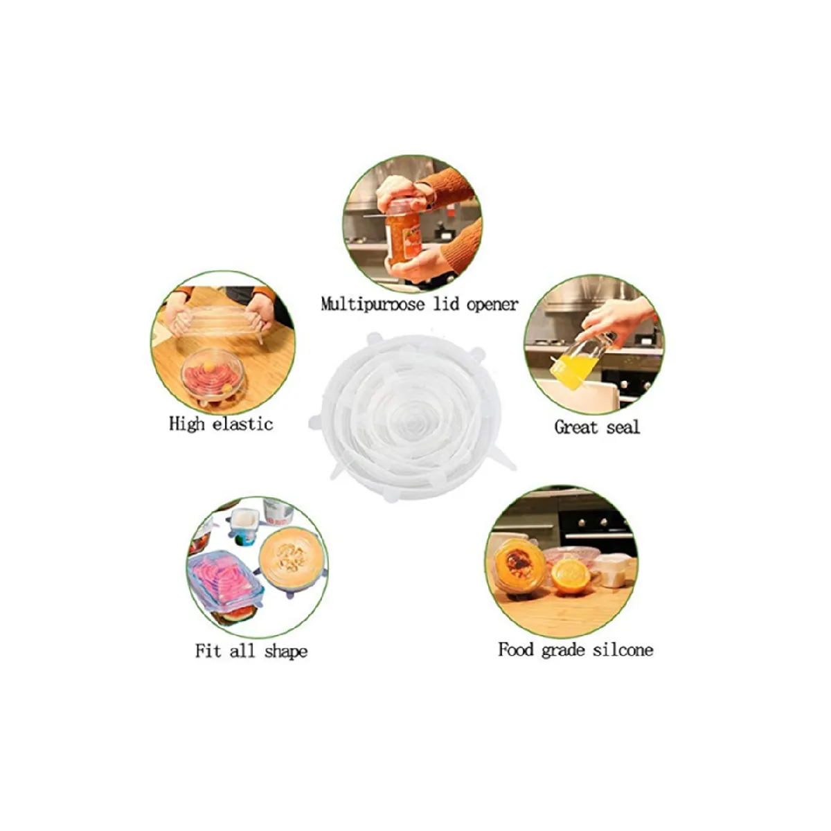 YP Select Couvercle Silicone Extensible (Pack de 6)