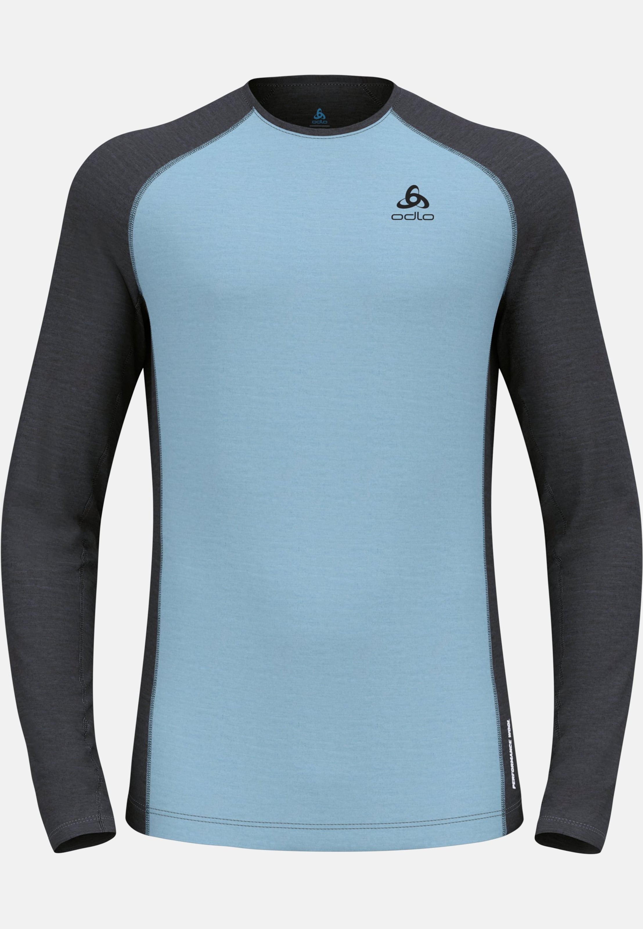 Natural Performance Wool 150 Base Layer Langarmshirt in provincial blue - dark grey melange
