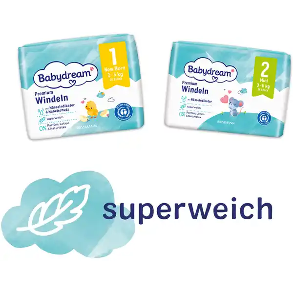 Premium Windeln Gr. 1 Newborn, 26 Stück, 2-5 Kg