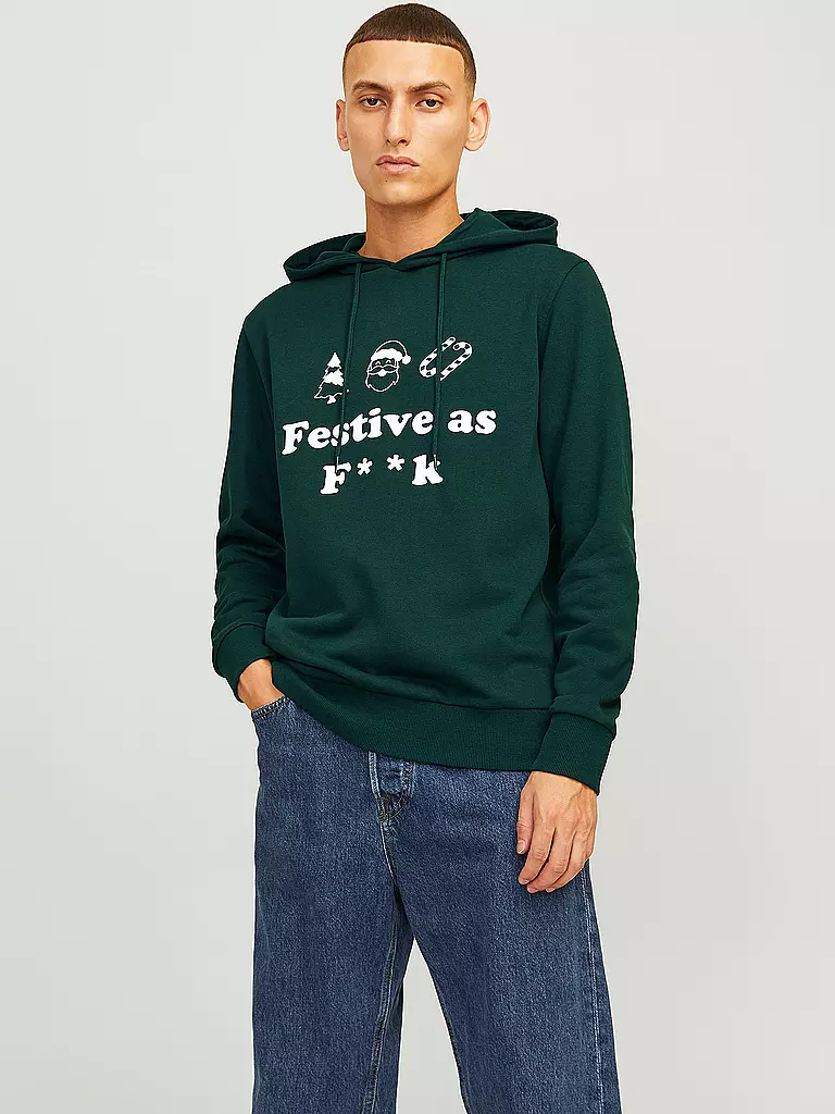 JACK & JONES Kapuzensweater - Hoodie JJXMAS  dunkelgrün