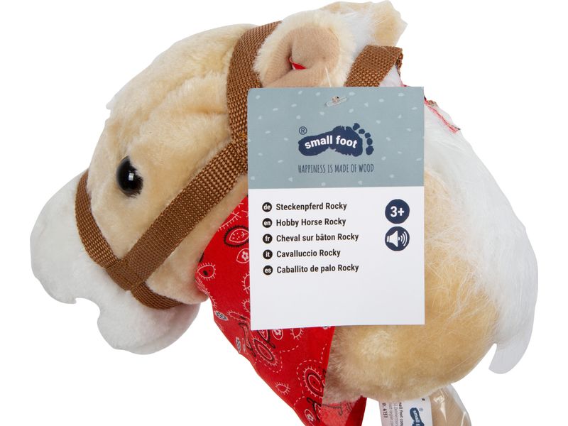 small foot Steckenpferd «Rocky» Beige/Nature/Rot Stockpferd mit Halstuch und Sound