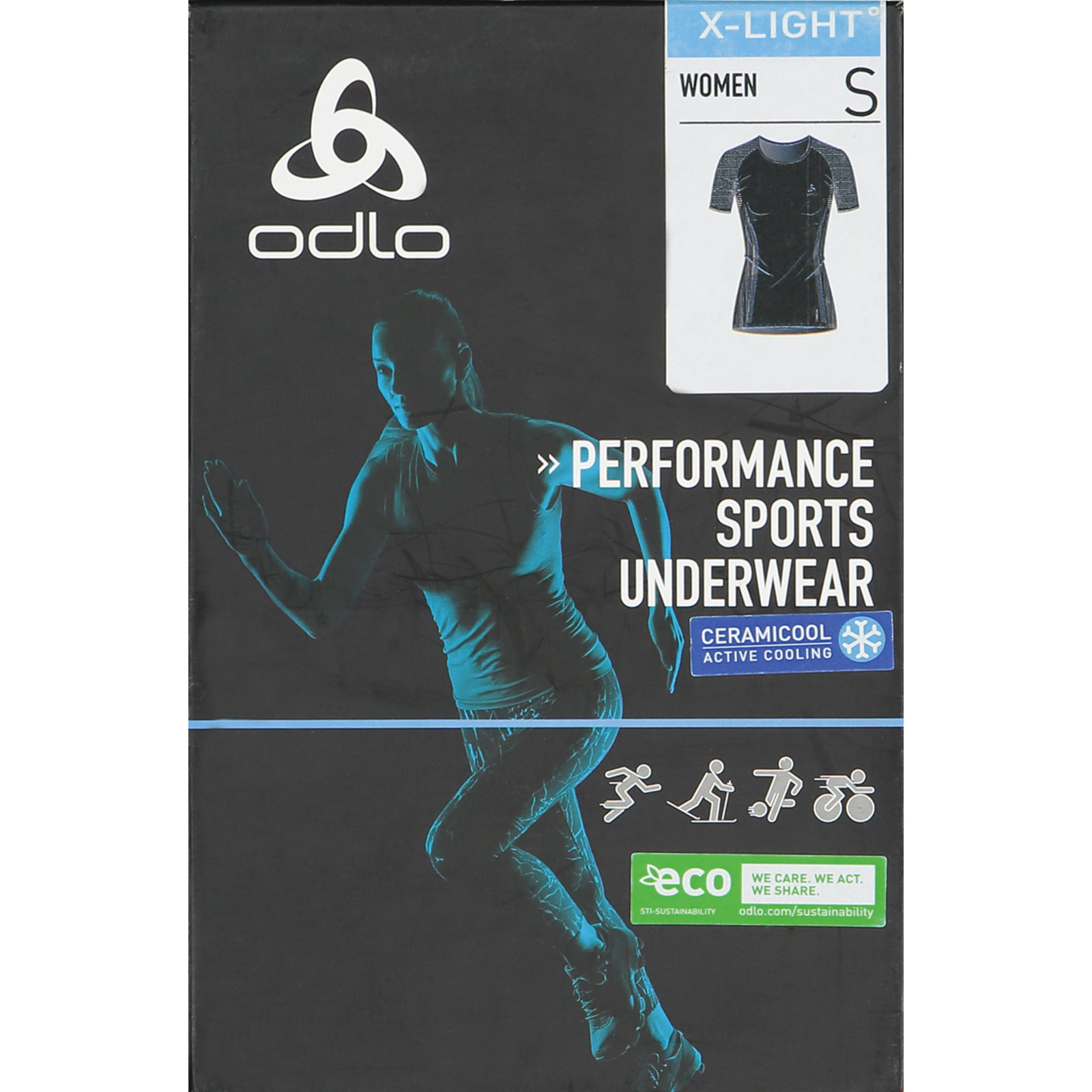 Odlo Damen-T-Shirt X-Light Performance Base Layer XS, schwarz