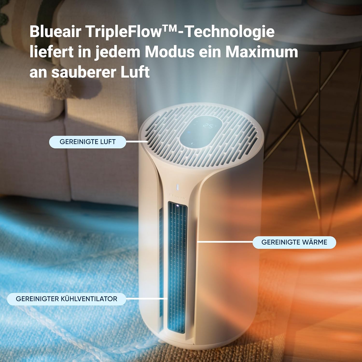 BLUEAIR 3-in-1 Luftreiniger: Kühlen, Heizen, Reinigen – HEPA Silent Luftreiniger für Zuhause, Haustiere, Allergien, Staub, Rauch, Gerüche, Blueair ComfortPure T10i