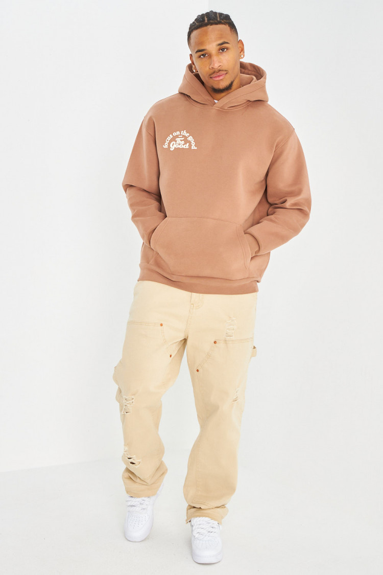 Sweat marron à capuche 